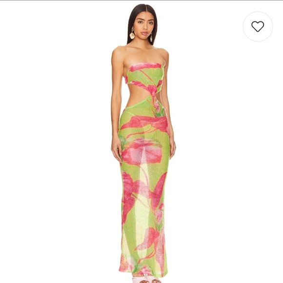 NWT Retrofete Fontelina Dress Lime Anthurium Swim Coverup Size L - Picture 3 of 13